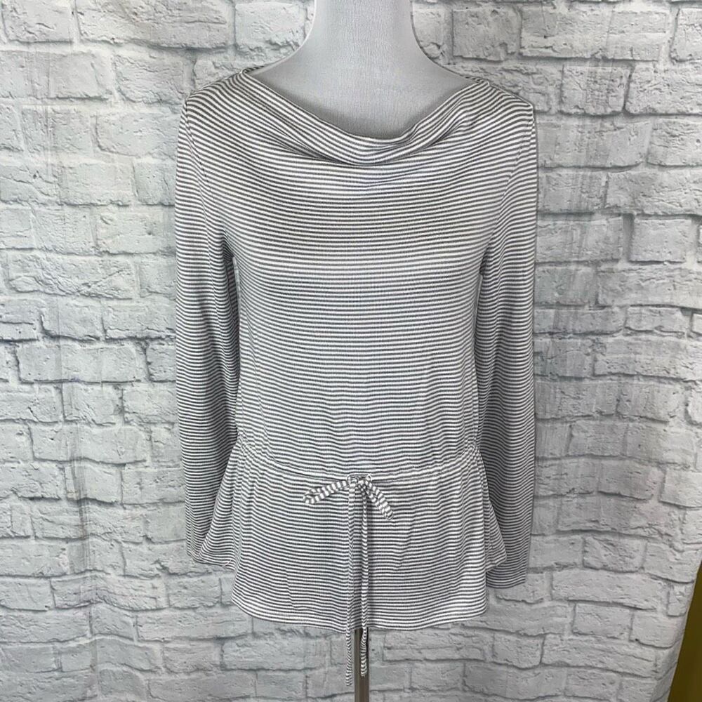 White House black market women S drape boatneck Longsleeve stripe shirt